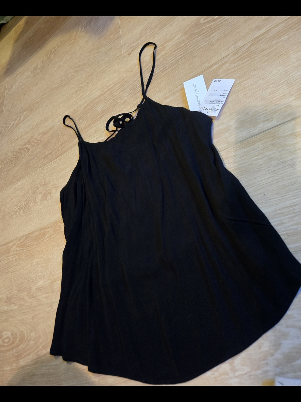 NWT Treasure & Bond Black Tie Back Spaghetti Strap Tank Size L